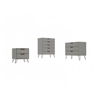 Manhattan Comfort 154GMC3 Rockefeller 5-Drawer Tall Dresser with Metal Legs in Off White and Nature